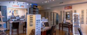 Bright, inviting storefront full of glasses and frames